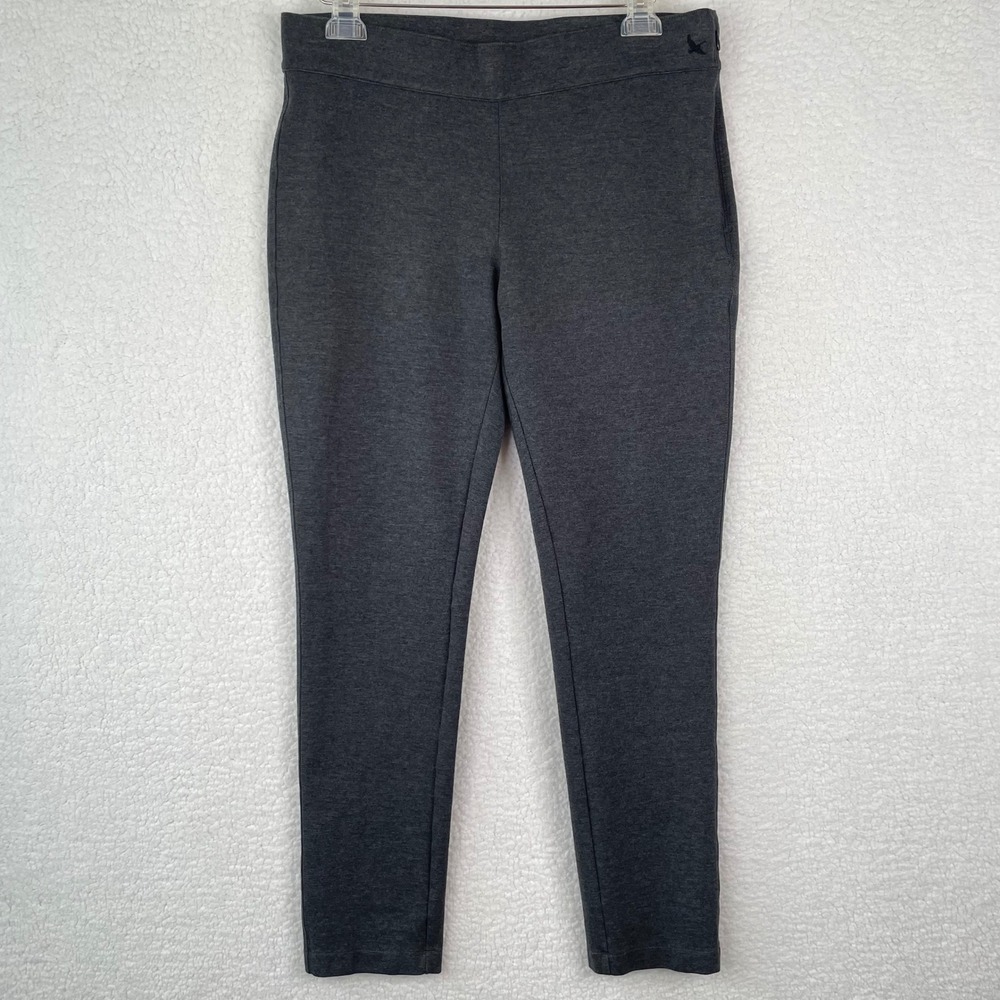 Eddie Bauer Womens Charcoal Gray Ponte Knit Side Zip Tapered Leg Pants Size 12